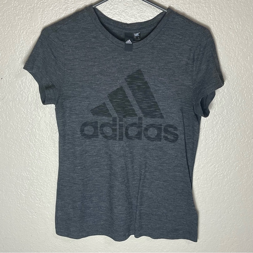 ADIDAS dark heather gray logo tee shirt small